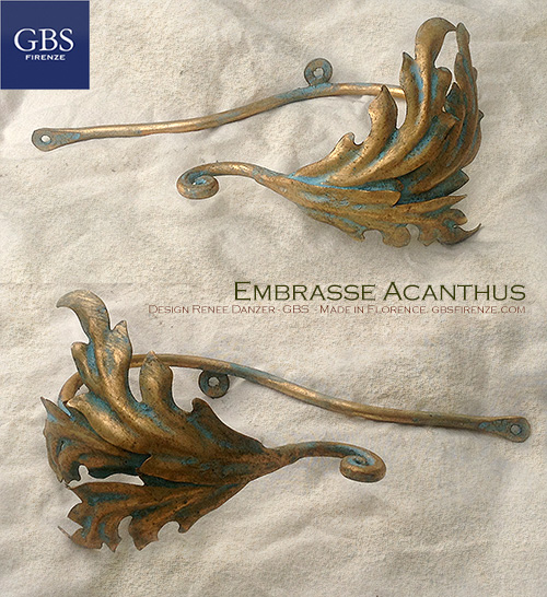 Embrasse Acanthus tieback. Alessandria collection. Acanthus Leaves.