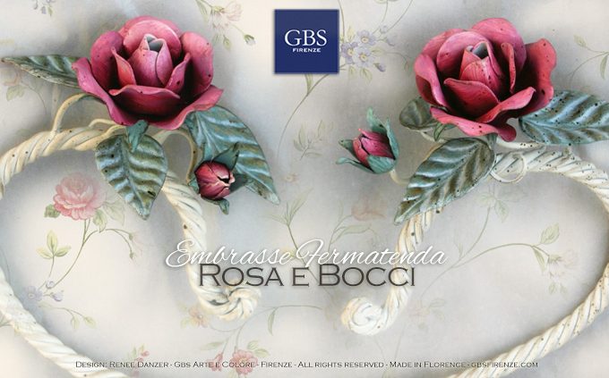 Embrasse fermatenda Corda, Rosa e Bocci. Corda in ferro girato a mano.