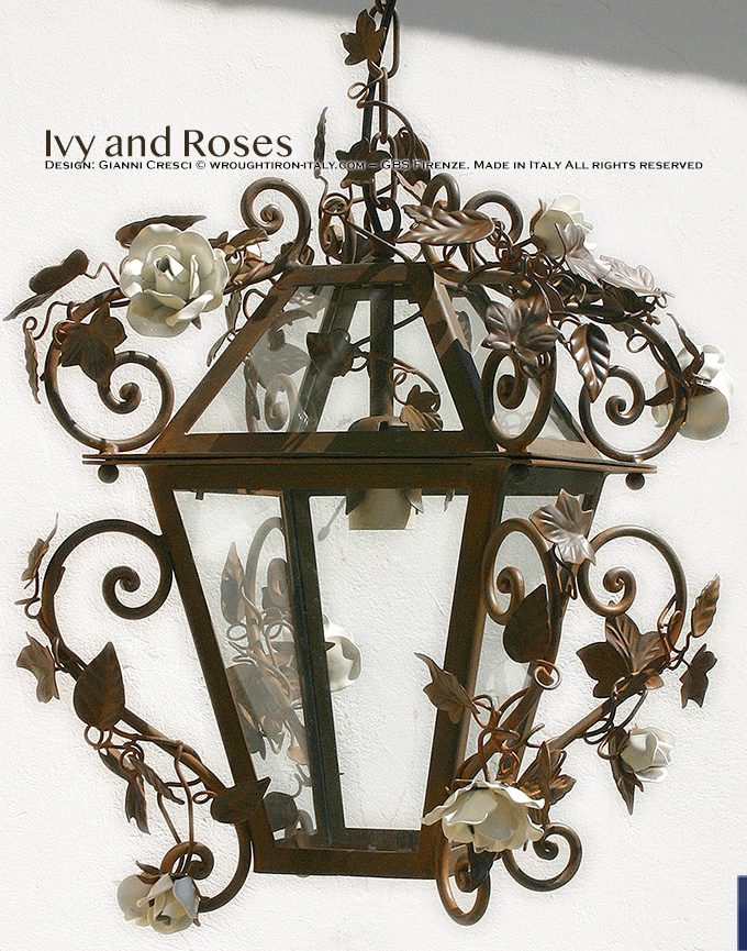 Lanterna Romantica. Edera e Rose. Ruggine