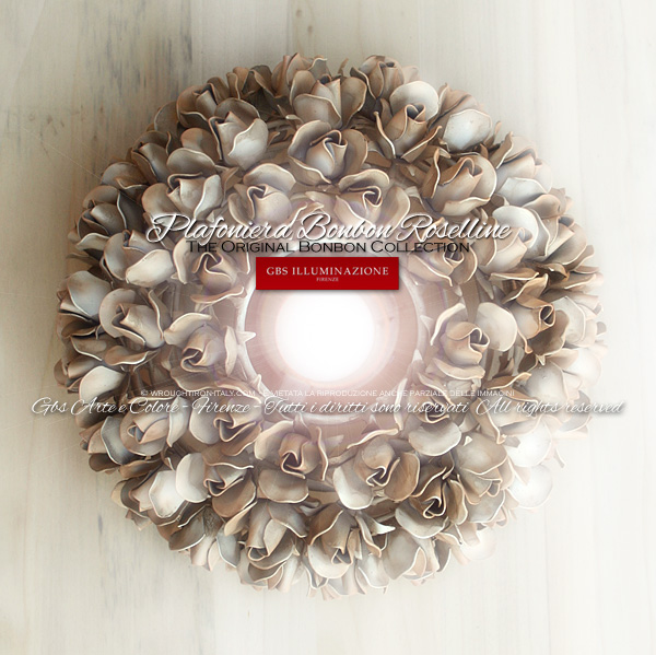 Plafoniera 1 Luce – Bonbon Roselline – Ferro Battuto. Made in Italy. Design: Gianni Cresci