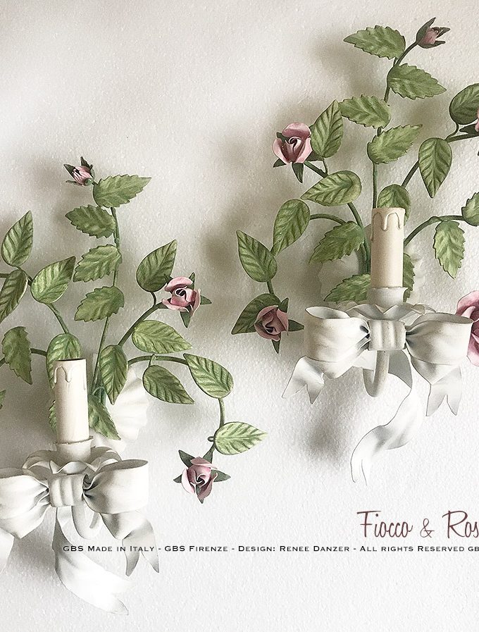 Applique Fiocco e Rose. A 1 Luce