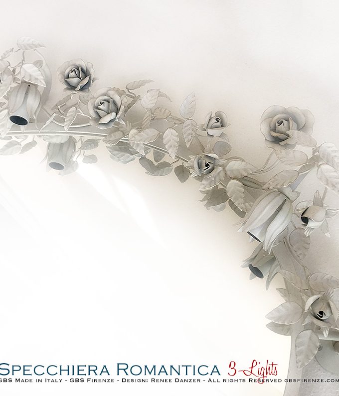 Specchiera Romantica con tre punti luce. Specchio da parete, basculante