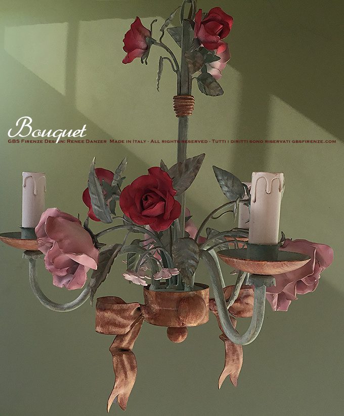 Lampadario Bouquet a 3 Luci in Tempera