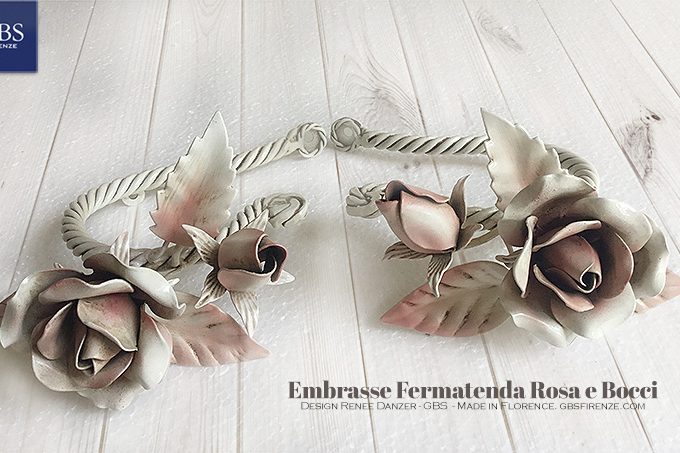 Fermatenda Rose e Bocciolo di rosa. Embrasse in Corda