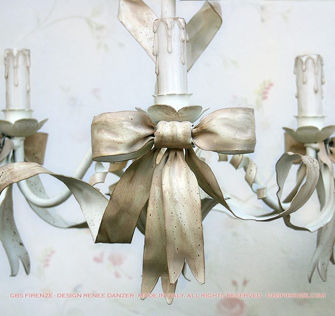 Lampadario Fiocco 3 Luci. Tempera Rosa Pinky White