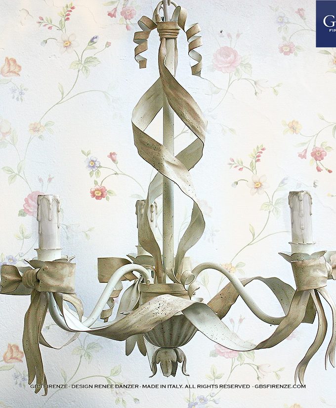 Lampadario Fiocco 3 Luci. Tempera Rosa Pinky White