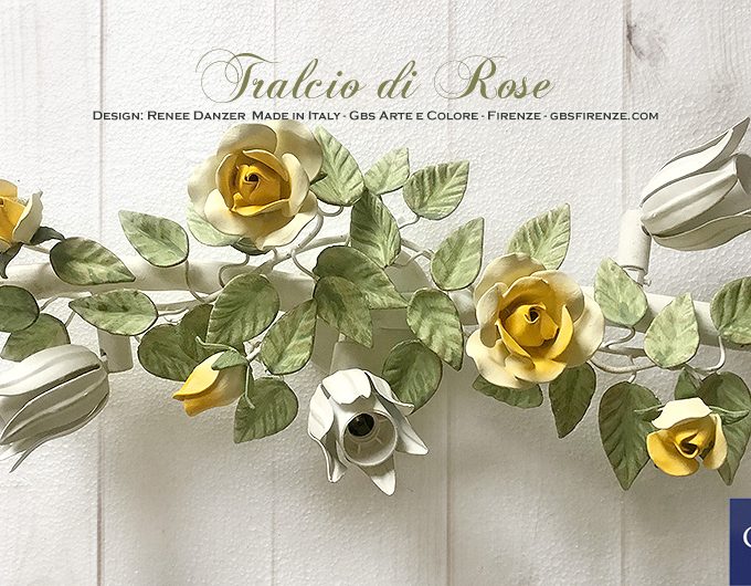 Applique Plafoniera Tralcio di Rose. 3 Faretti orientabili