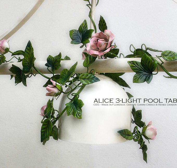 Bilanciere Alice edera e rose. 3 Luci. Pool table light