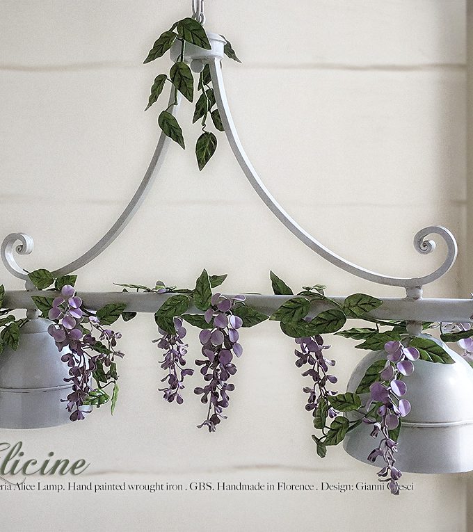 Lampadario Sospensione Wisteria. Bilanciere Alice Glicine. 2 Luci