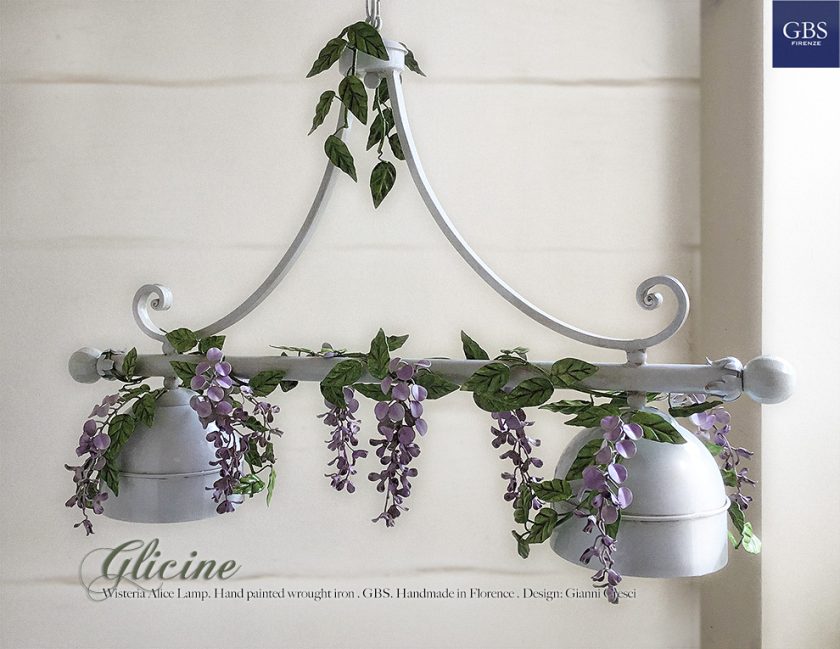 Lampadario Sospensione Wisteria. Bilanciere Alice Glicine. 2 Luci