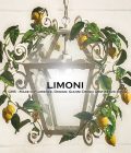 LIMONI. Lanterna versione sospensione con catena. Ferro battuto e decorato a mano. Colori naturali in smalto