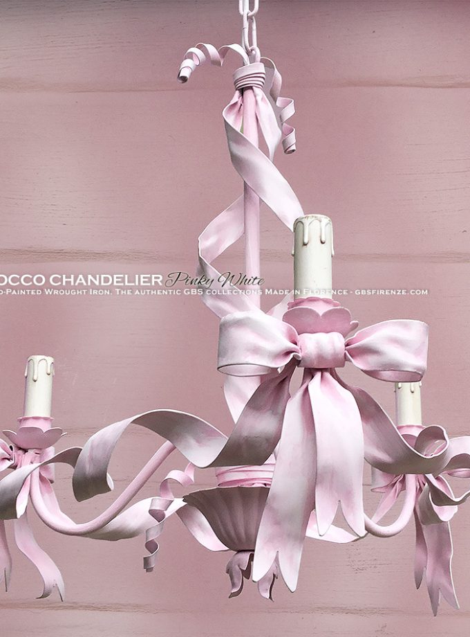 Lampadario Fiocco 3 Luci. Tempera Rosa Pinky White