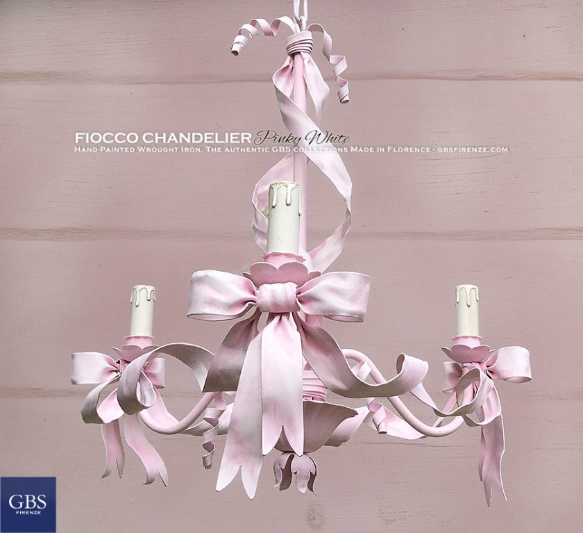 Lampadario Fiocco 3 Luci. Tempera White Pinky