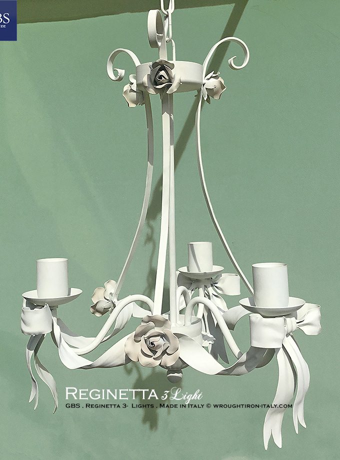 Reginetta Fiocco e Rose. 3 Luci. Tempera Panna Rose Pale Lavanda