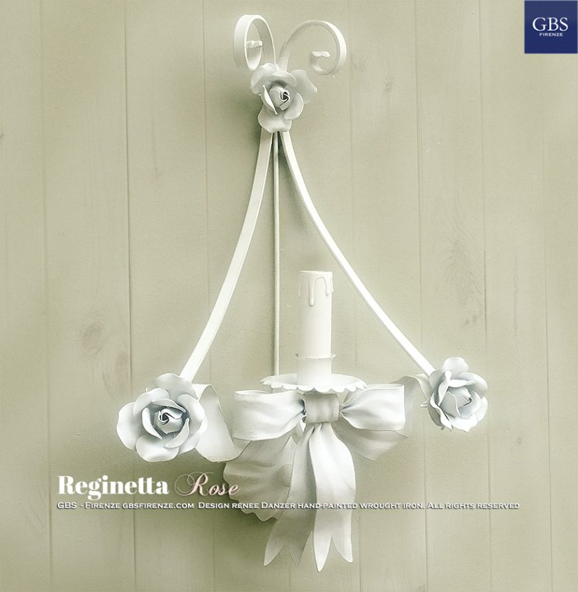 Applique Little Reginetta Rose. 1 luce.  Applique romantico in Tempera.