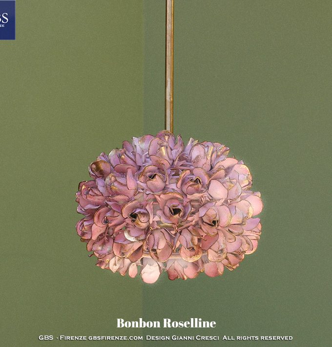 Bonbon Roselline. Sospensione a 1 Luce. Con catena o stelo rigido