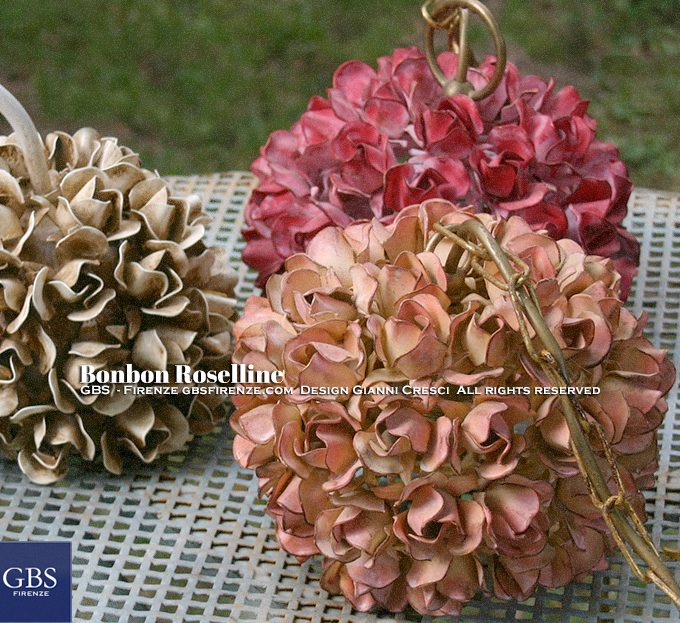 Bonbon Roselline. Sospensione a 1 Luce. Con catena o stelo rigido