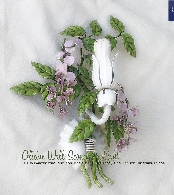 Glicine Rosa. Applique a 1 Luce